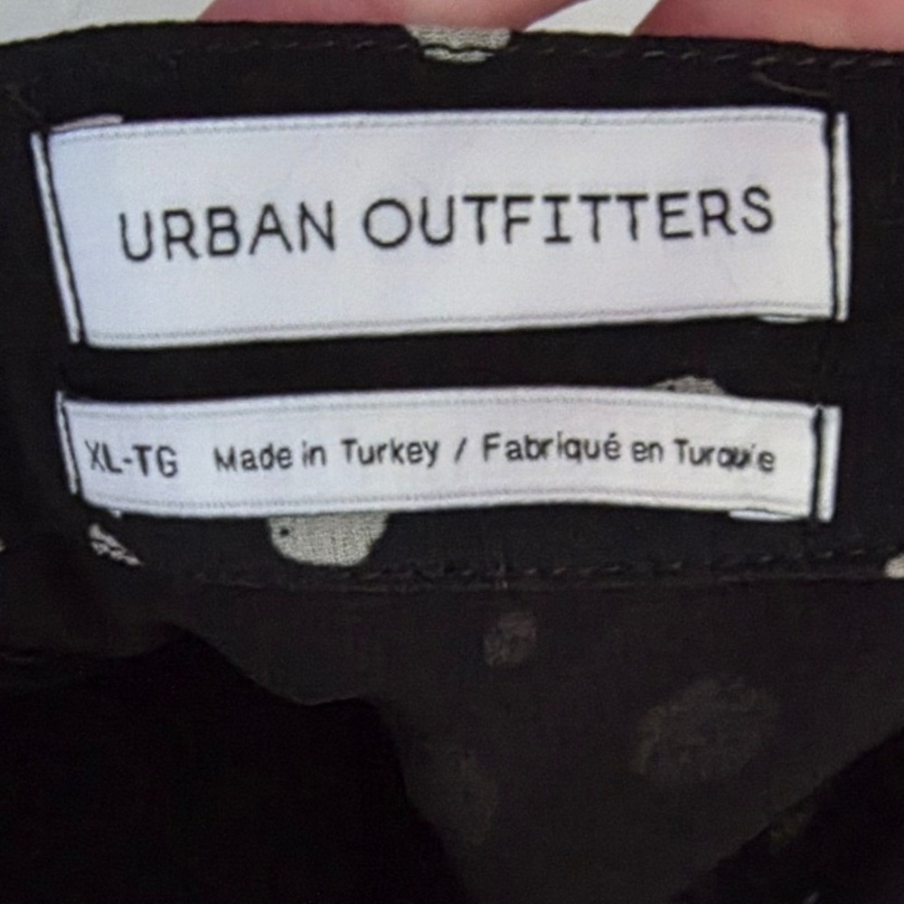 Urban Outfitters Ruffle Trim Rara Polka-Dot Mini-Skirt XL Black Tan Whimsigoth - Picture 4 of 12